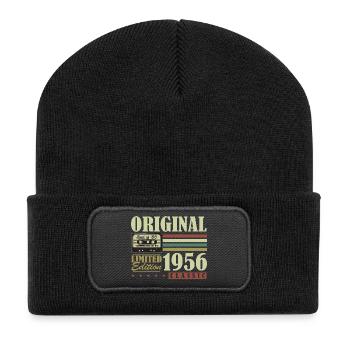 Original 1956 Vintage Vintage Birthday Retro - Recycled Patch Beanie - black - Front