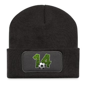 NO. 14 NUMBER 14 FOOTBALL 14TH BIRTHDAY - Recycled Patch Beanie - dark grey - Front