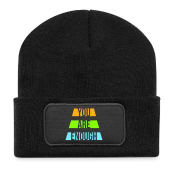You Are Enough Self Love Motivational Quote - Recycled Patch Beanie - black - Front