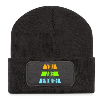 You Are Enough Self Love Motivational Quote - Recycled Patch Beanie - dark grey - Front