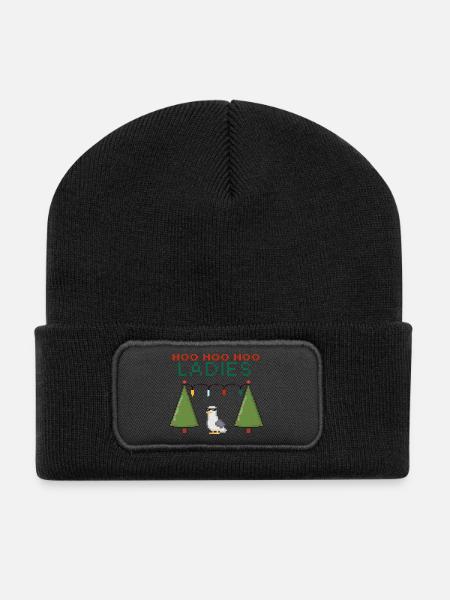 HooHooHoo Damen Pixel Weihnacht - Recycelte Patch Beanie - Schwarz