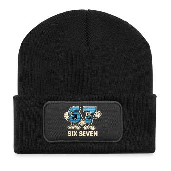 Sechs Sieben Meme Lustig 6 7 Geschenkidee - Recycelte Patch Beanie - Schwarz - Vorne