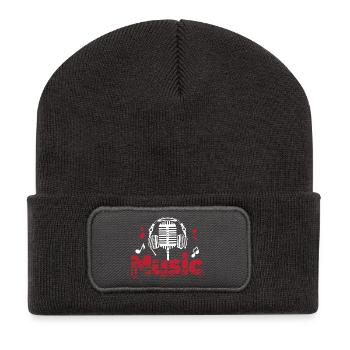 Music - Microphone - Lyrics - Sound Design - Recycled Patch Beanie - dark grey - Front