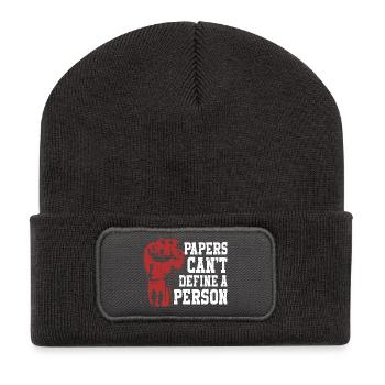 Les Humanity Papers ne peuvent pas définir une personne - Beanie recyclé à patch - charbon - Devant