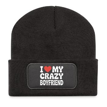 J’adore mon petit ami fou Liebe meinen Freund - Beanie recyclé à patch - charbon - Devant