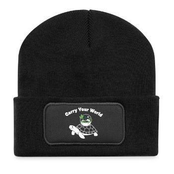 Glass Dome Turtle World in Shell - Recycled Patch Beanie - black - Front
