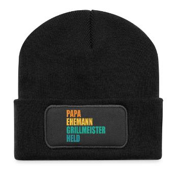 Dad Husband Grill Master Hero - Recycled Patch Beanie - black - Front