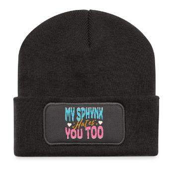 Meine Sphynx-Katze hasst dich komisch - Recycelte Patch Beanie - Dunkelgrau - Vorne