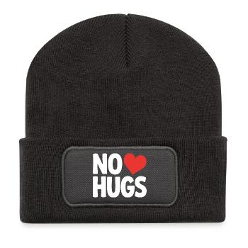 No Hugs Bitte Abstand Halten Umarmung Anti Social - Recycelte Patch Beanie - Dunkelgrau - Vorne