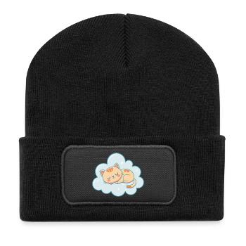 Dreamy kitten on pastel sky blue cloud - Recycled Patch Beanie - black - Front