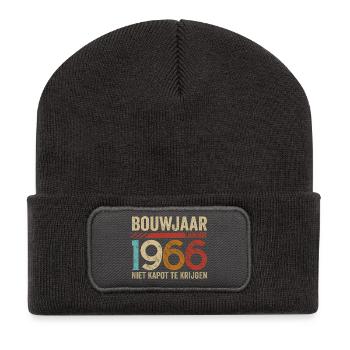 Baujahr Januar 1966 kann nicht gebrochen werden - Recycelte Patch Beanie - Dunkelgrau - Vorne