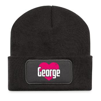 I Love George Pink Heart I Love George - Recycled Patch Beanie - dark grey - Front