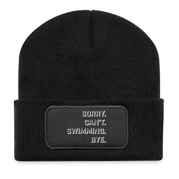 Sorry Can't Swimming Bye Schwimmer Ausrede Humor - Recycelte Patch Beanie - Schwarz - Vorne