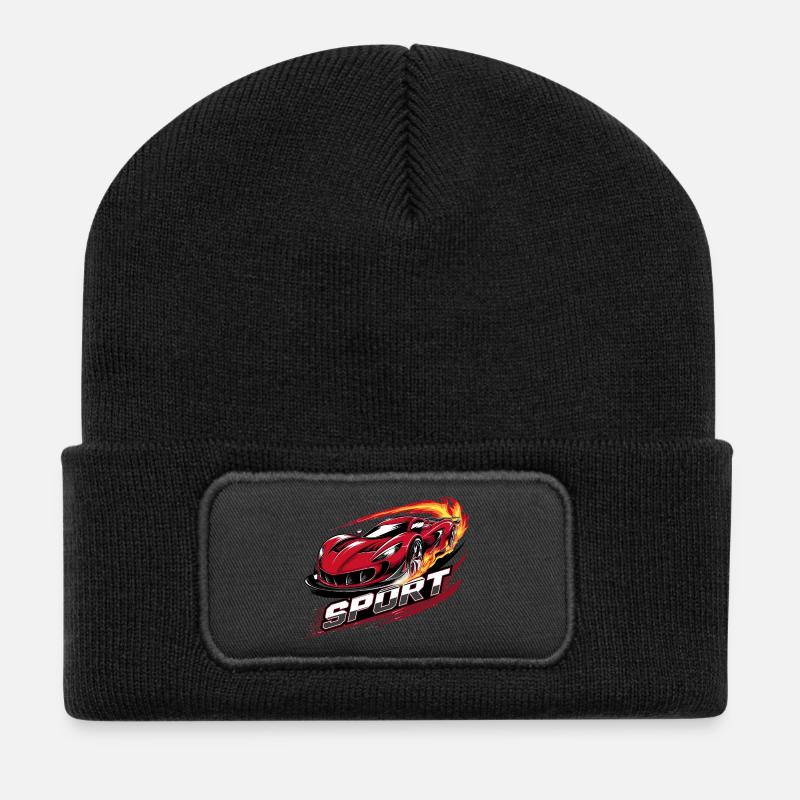 sports car - Recycled Patch Beanie - black