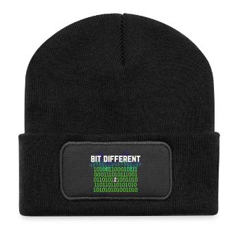 Etwas Anders – Nerdy Binary Error Design - Recycelte Patch Beanie - Schwarz - Vorne