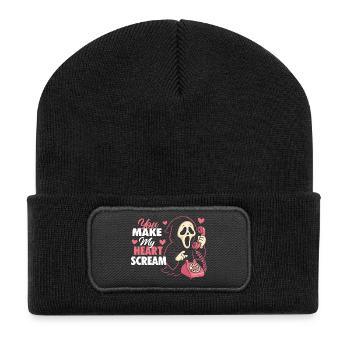 You Make My Heart Scream Cute Funny Valentine Love - Recycled Patch Beanie - black - Front