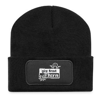 Gier frisst Hirn - phonetic art - Recycelte Patch Beanie - Schwarz - Vorne