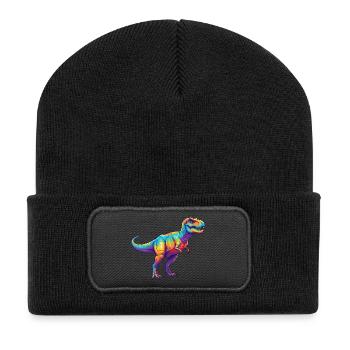 Colorful T-Rex Rainbow Pop Art Watercolor - Recycled Patch Beanie - black - Front