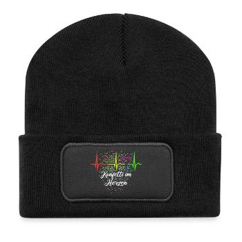 Konfetti im Herzen - Karneval im Blut - Köln - Recycelte Patch Beanie - Schwarz - Vorne