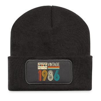 Vintage 1986 Limited Edition, 40. Geburtstagsgeschenke - Recycelte Patch Beanie - Dunkelgrau - Vorne