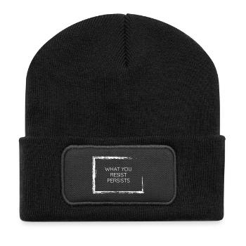 Ce que tu résistes persiste psychologique, citation de t-shirt, porter - Beanie recyclé à patch - noir - Devant