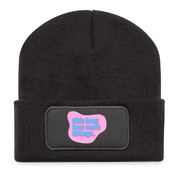 Funny Typography Design – This Bag Has Seen Things - Recycelte Patch Beanie - Dunkelgrau - Vorne