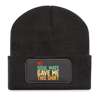 Mein Seelenverwandter hat mir dieses Valentins-Shirt geschenkt - Recycelte Patch Beanie - Dunkelgrau - Vorne