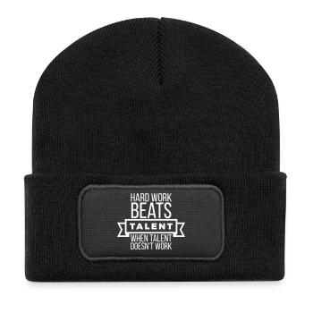 Le travail acharné l’emporte sur le talent - Motivation White - Beanie recyclé à patch - noir - Devant