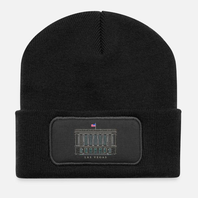 Las Vegas, cour historique dessinée à la main - Beanie recyclé à patch - noir