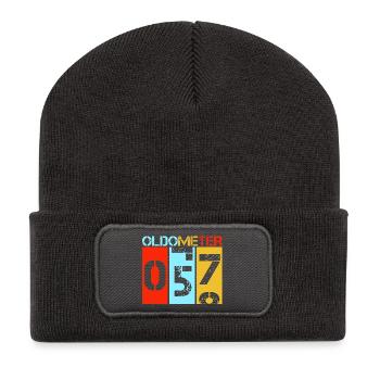 Oldometer 57 Funny 57th Birthday Retro - Recycled Patch Beanie - dark grey - Front