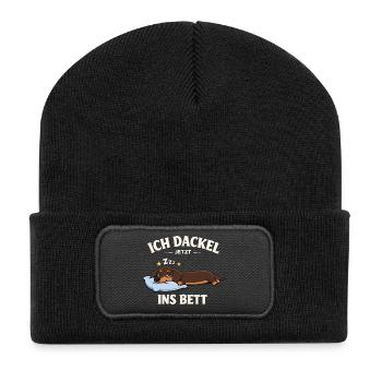 Dackel Kleidung Geschenke Ich dackel jetzt  - Recycelte Patch Beanie - Schwarz - Vorne