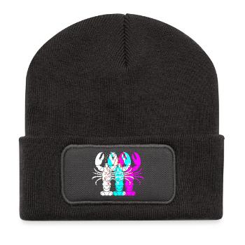 Languste Meeresfrüchte Lobster Hummer - Recycelte Patch Beanie - Dunkelgrau - Vorne