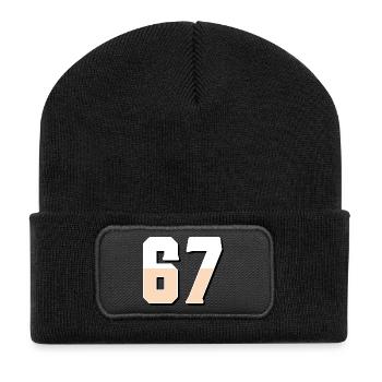 6 7 – Trendy minimalist text design, - Recycled Patch Beanie - black - Front