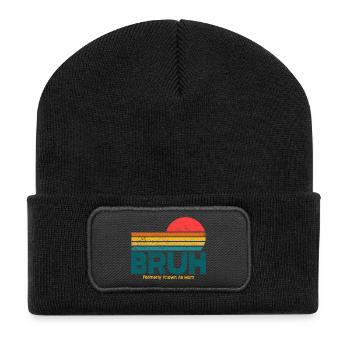 Retro Sunset Bruh Mama - Recycelte Patch Beanie - Schwarz - Vorne