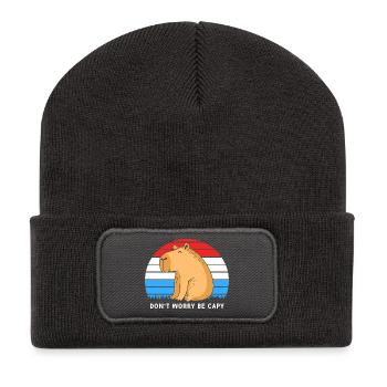 Capybara - Recycelte Patch Beanie - Dunkelgrau - Vorne