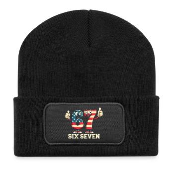 US Flag 67 Memes Six Seven - Beanie recyclé à patch - noir - Devant