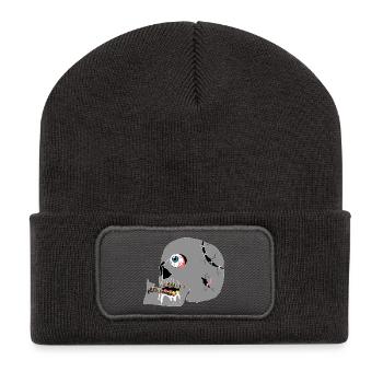 Schädel - Recycelte Patch Beanie - Dunkelgrau - Vorne