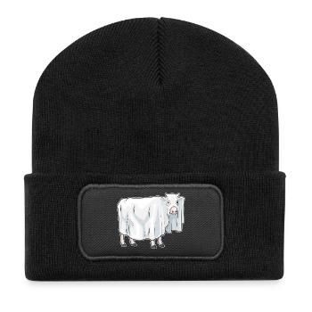 Cow Halloween Ghost - Recycled Patch Beanie - black - Front