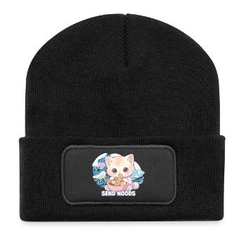 Ramen Katze Kanagawa - Recycelte Patch Beanie - Schwarz - Vorne