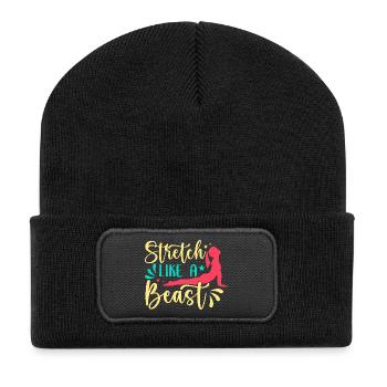 Yoga : étirement comme une bête, yoga drôle - Beanie recyclé à patch - noir - Devant