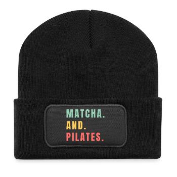 MATCHA ET PILATES - Beanie recyclé à patch - noir - Devant