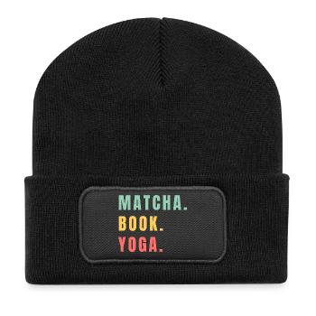 MATCHA BOOK YOGA - Recycled Patch Beanie - black - Front