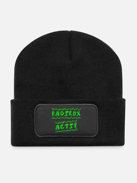 GOODBYE ACTIVE! (happiness) - Recycled Patch Beanie - black