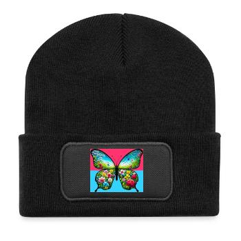 papillon - Beanie recyclé à patch - noir - Devant