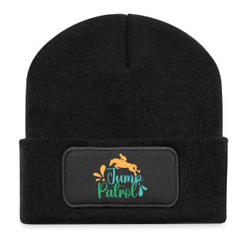 Hobby Horse Rider Jump Patrol English Riding - Recycled Patch Beanie - black - Front