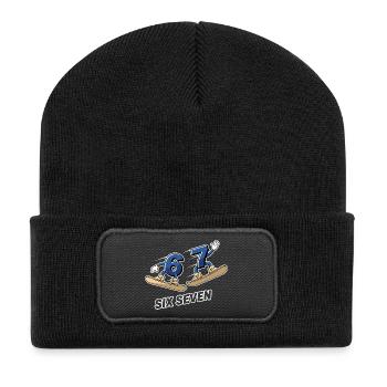 6 7 Six Seven Snowboard Meme - Beanie recyclé à patch - noir - Devant