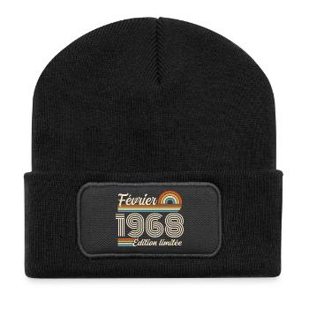 Born in February 1968 | 58th Anniversary - Recycled Patch Beanie - black - Front