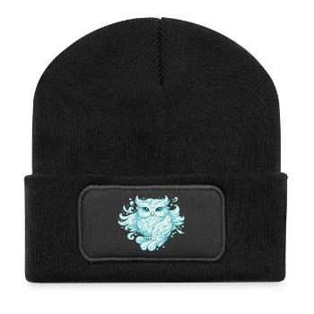 Hibou aérien – animal fait de vent - Beanie recyclé à patch - noir - Devant