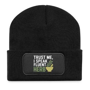 Zertifizierte klinische Phytotherapie-Spezialistenausrüstung - Recycelte Patch Beanie - Schwarz - Vorne