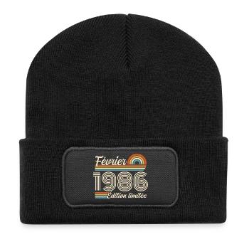 Born in February 1986 | 40th Anniversary - Recycled Patch Beanie - black - Front
